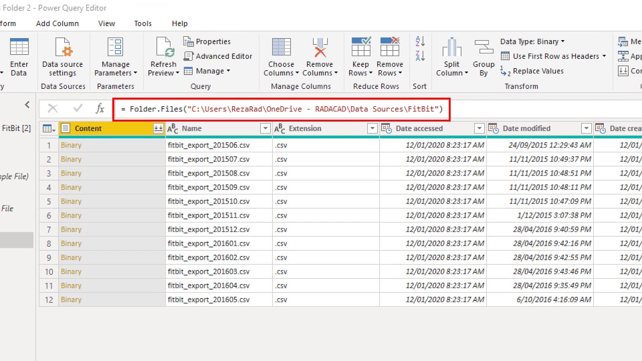 Power BI Get Data from Multiple Files in a Folder on OneDrive for Business, No Gateway Needed