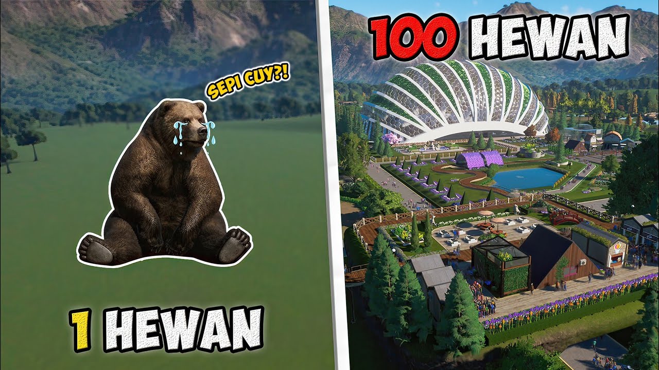 Membangun Kebun Binatang 100 HEWAN Dengan 7 BIOMA di Planet Zoo