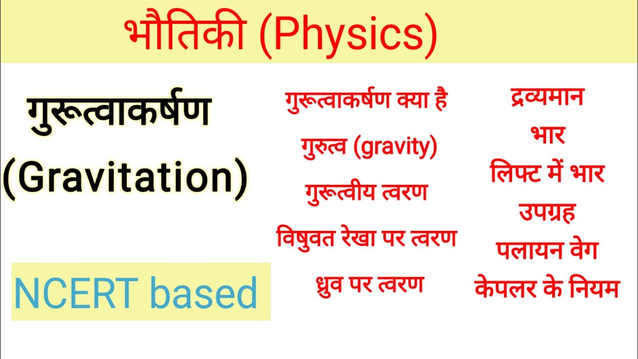गुरुत्वाकर्षण । Gravitation in Hindi । भौतिकी। Physics in Hindi। Gravity। 
