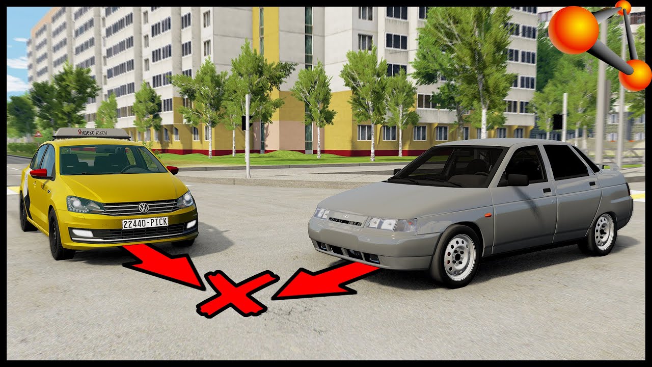 ТАКСИСТ Вылетел НА КРАСНЫЙ! ДТП На Перекрестке! - BeamNg Drive