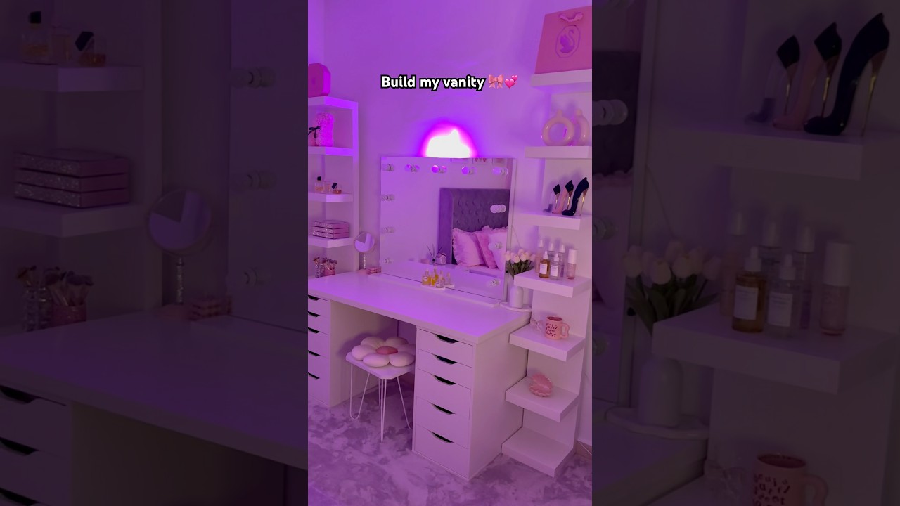 Build my new vanity with me ✨💕🫧 #vanity #roomtour #room