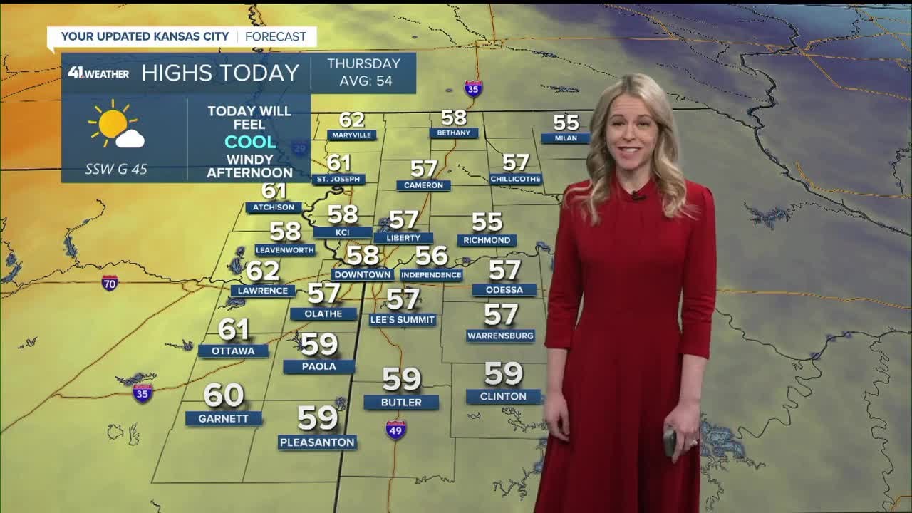 Mostly sunny, windy Thursday with 45 mph gusts