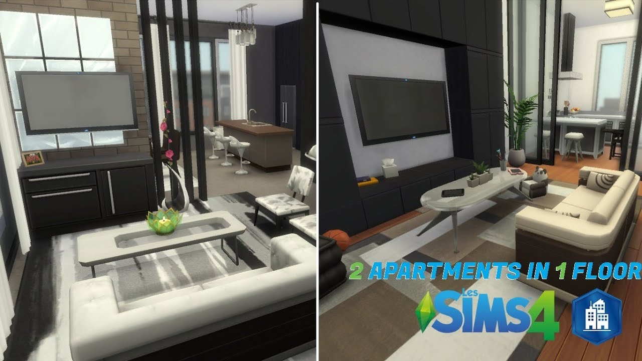 2 PLAYABLE APARTMENTS (Base Game&city living only) - Stop Motion Speed Build (NO CC) - The Sims 4