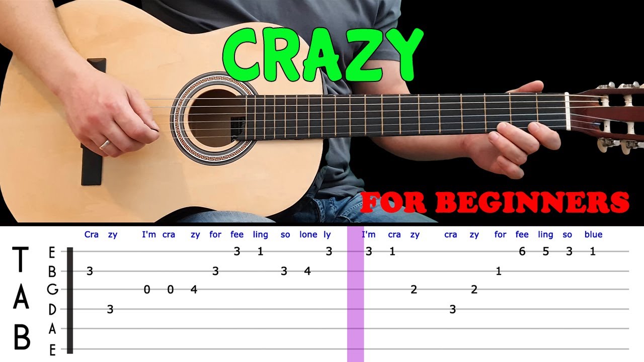 CRAZY | Easy guitar melody lesson for beginners (with tabs) - Patsy Cline