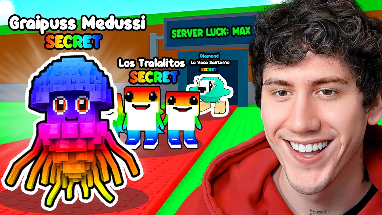 using INFINITE LUCK to steal OP SECRETS in Roblox steal a brain rot...