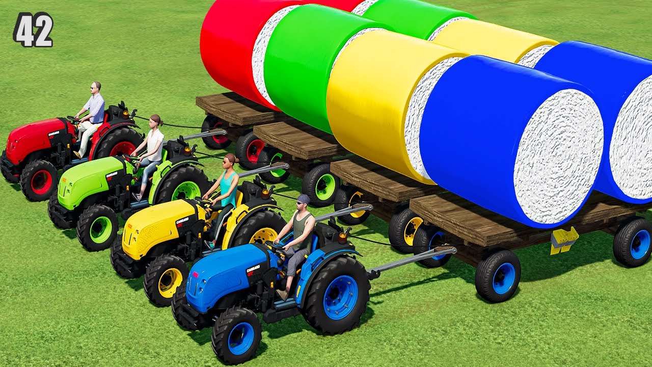 TRANSPORTING & HARVESTING COLORED COTTON with MINI CARRARO TRACTORS! #42 - Farming Simulator 22
