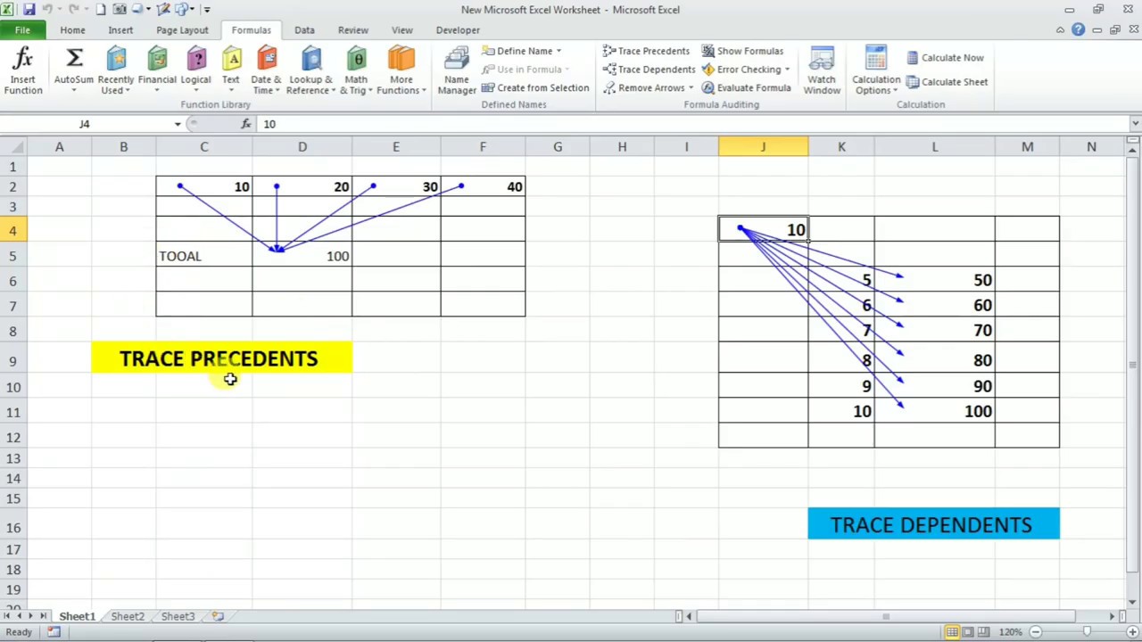 How to use TRACE PRECEDENTS & TRACE DEPENDENTS in Excel {Hindi}