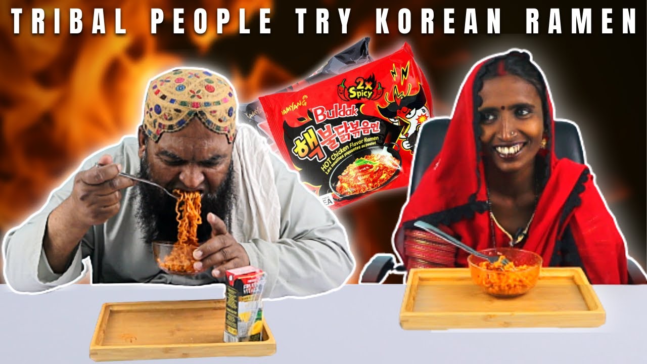 Tribal People Try Spicy Korean Ramen Noodles For The First Time