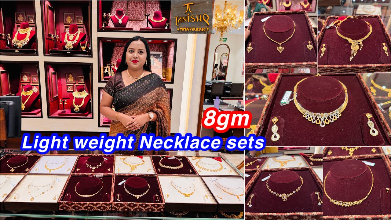 8gm-20gm😳New light weight✨stunning gold necklace set designs from Tanishq, Yelahanka,Bangalore