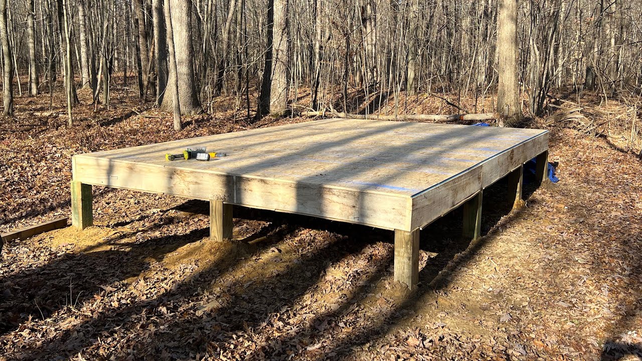 I’m Building an Off Grid Cabin in my Woods! Part 1 - Foundation and Floor