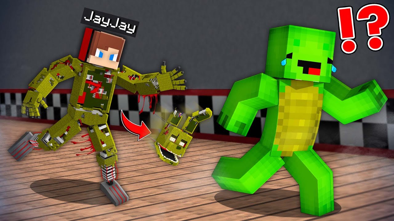 Джей Джей Спрингтрап напал на Майки в Minecraft Challenge &mdash; Maizen JJ и Майки