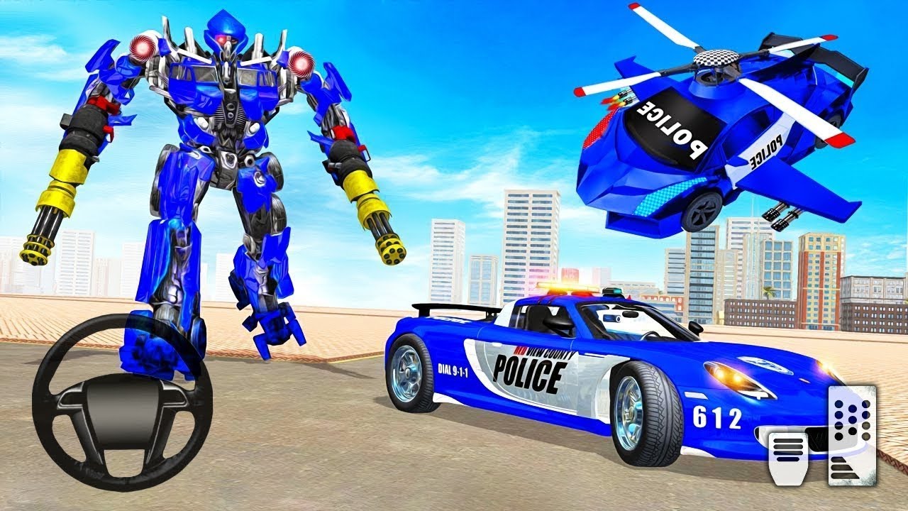 Us police car transformer robot game 😱🤯 - Android Gameplay. #robotcargame #transformers #viralvideo 