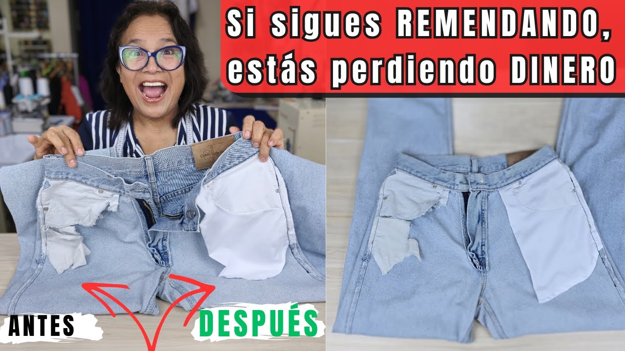 Cómo CAMBIAR un bolsillo ROTO en jeans (Sin remiendos, fácil y rápido)