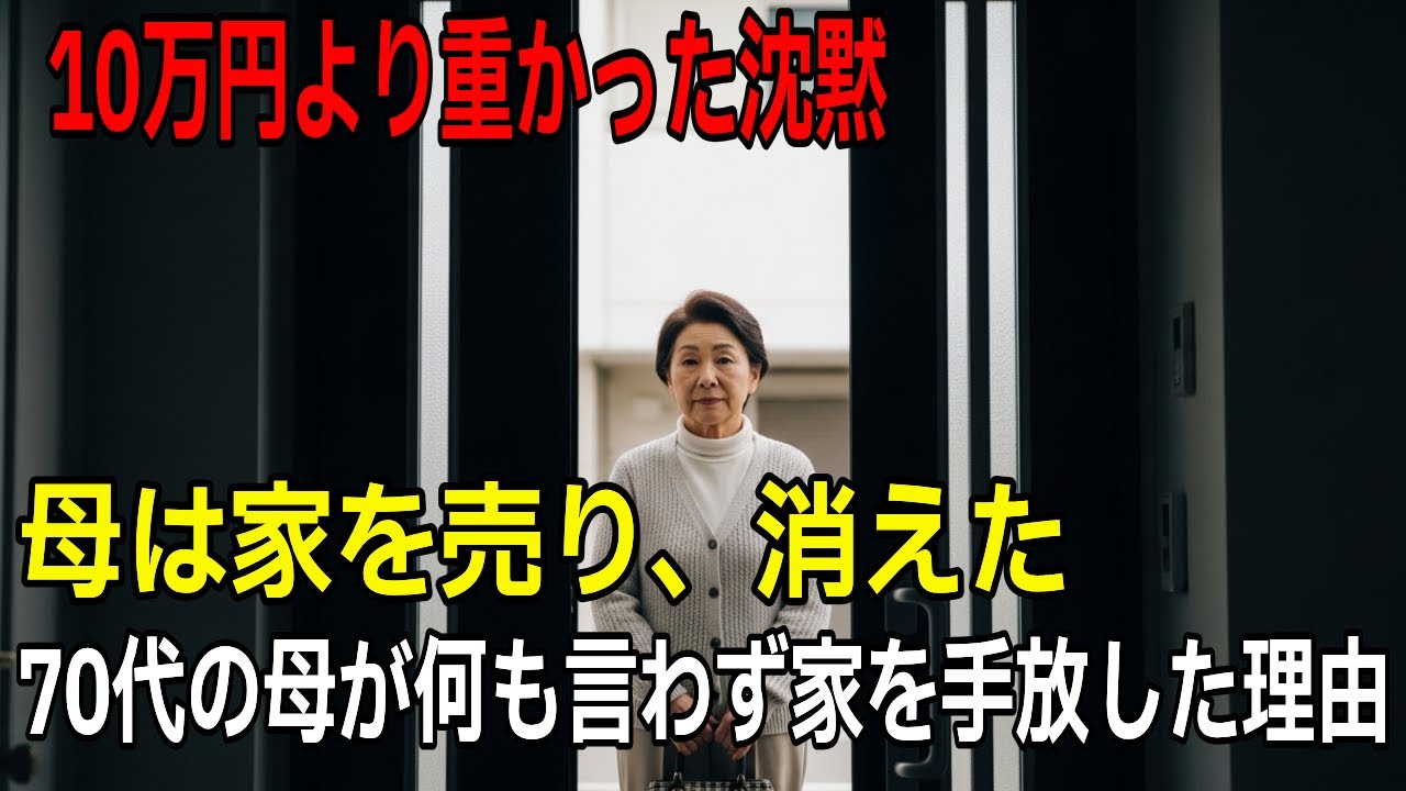[人生ドラマ] 10万円すら惜しんだ日、母は家を売って消えた 助けを求めなかった70代の母、その最後の選択 小さな金額が壊した、親子の距離