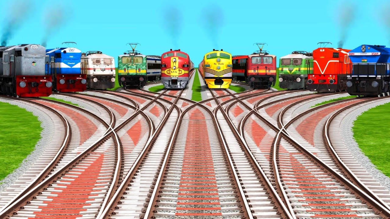 Ten🕉️ Trains Crossing By Xx Branched Railroad Crossing Tracks | train simulator classic android game