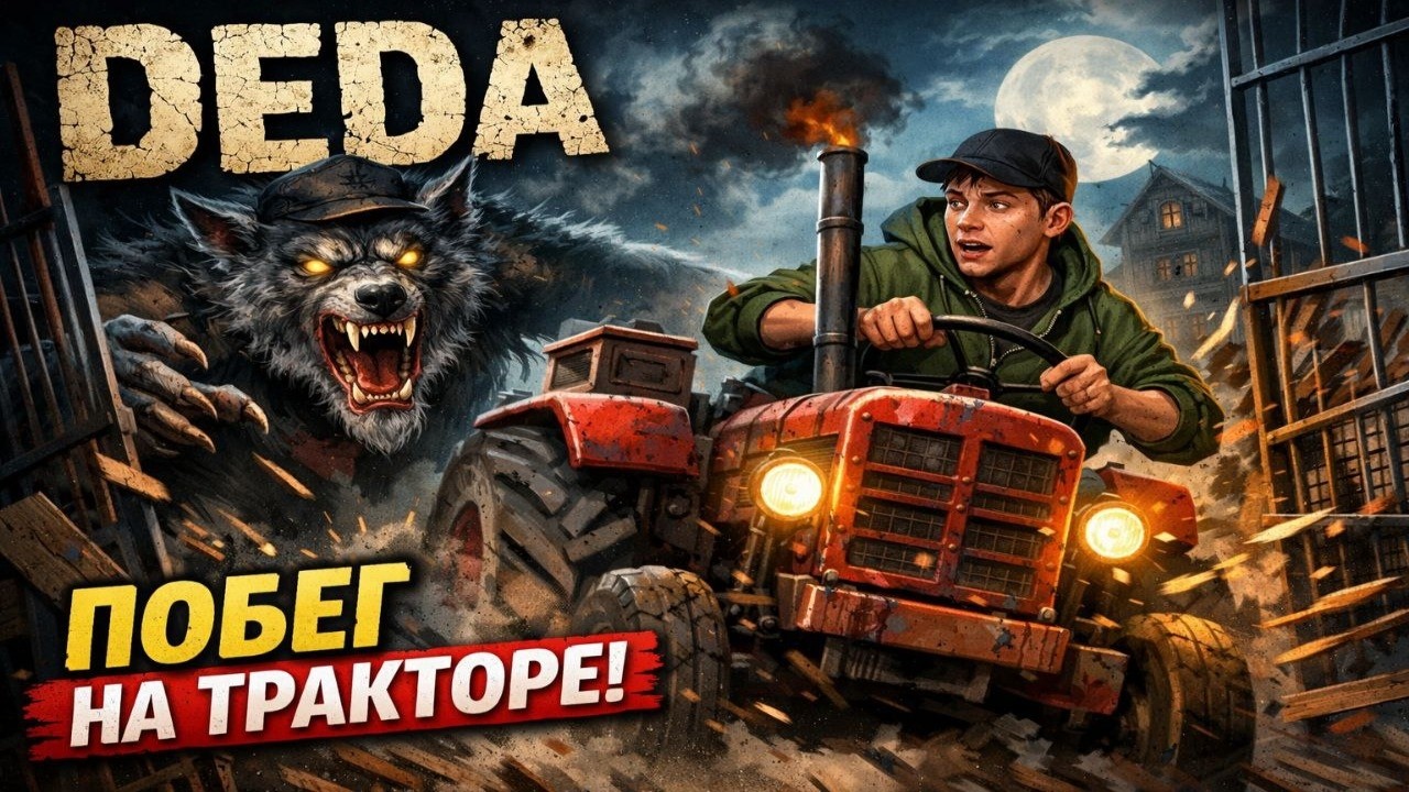 Сбежал на тракторе от  сумасшедшего  ДЕДА волка DEDA (ХОРРОР ИГРА ОТ ДИПИНСА) #2