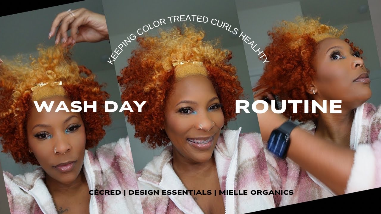 NATURAL HAIR WASH DAY | COLOR TREATED CURLS | ACV RINSE | RECONSTRUCTIVE MASK & STEAM TREATMENT