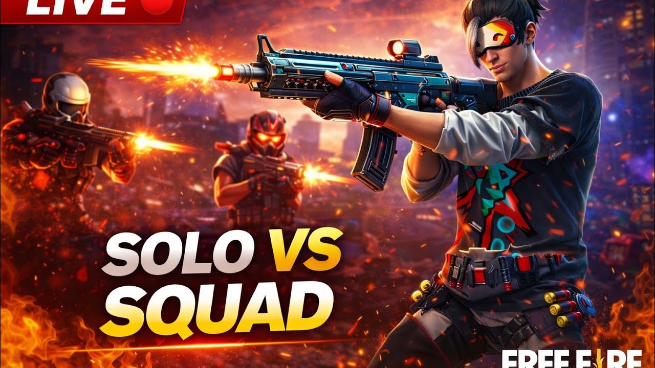 FREE FIRE SOLO VS SQUAD MATCH GAME PLAY 😱