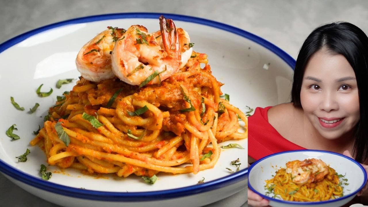 Laksa Shrimp Pasta Using Homemade Paste