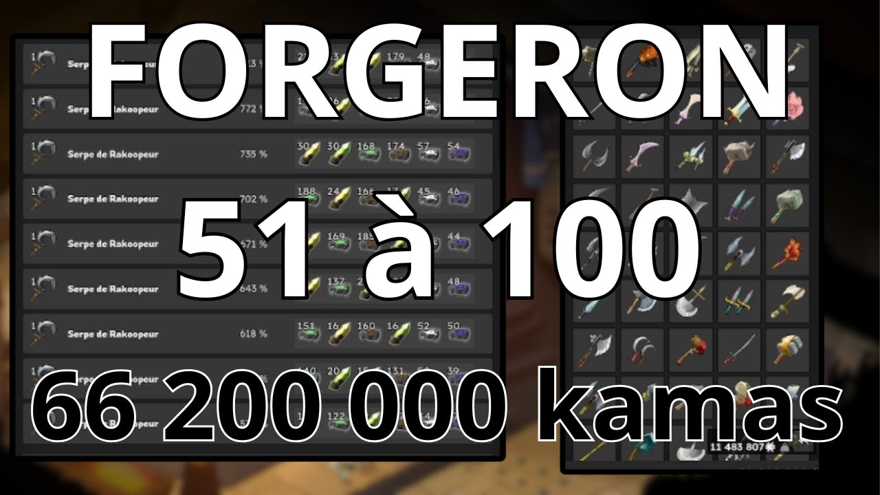 Brisage de tous les items FORGERON lvl 51 &agrave; 100 sur chaque serveur classique - Dofus 3 - HumaGo