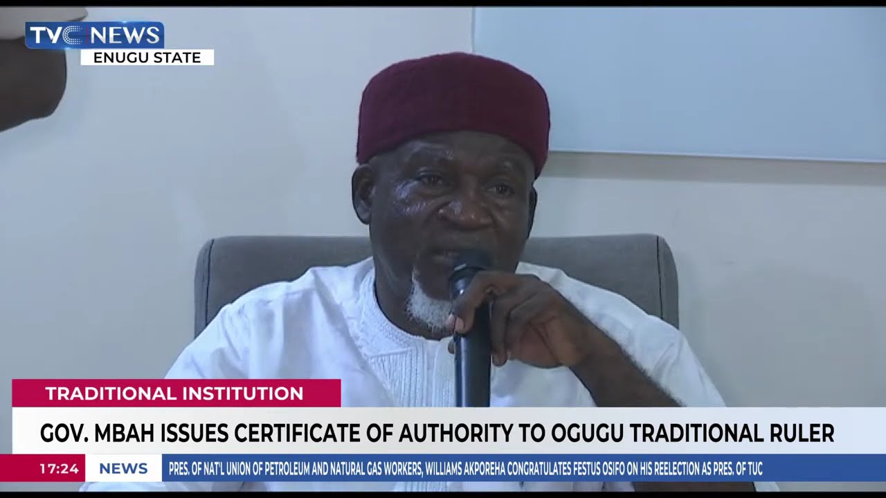 Gov. Mbah Issues Certificate Of Authority To Ogugu Traditional Ruler