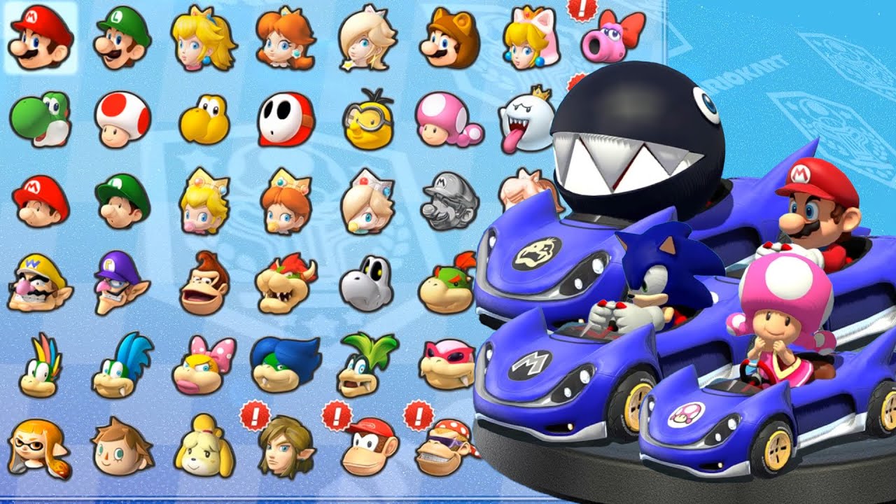Mario Kart 8 Deluxe - Chain Chomp vs Toadette vs Sonic vs Mario use Superstar in every Races