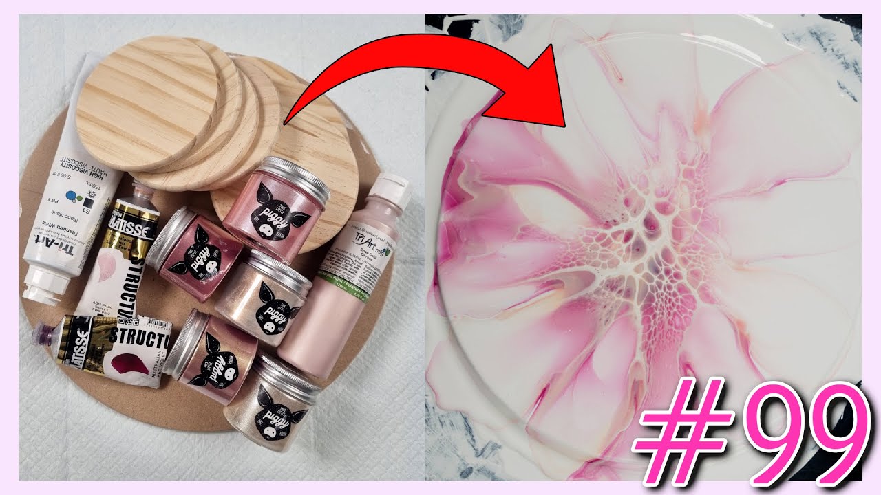 #99 Cherry  Blossom Blooms - Beautiful Soft Acrylic Fluid Art Paint Pouring