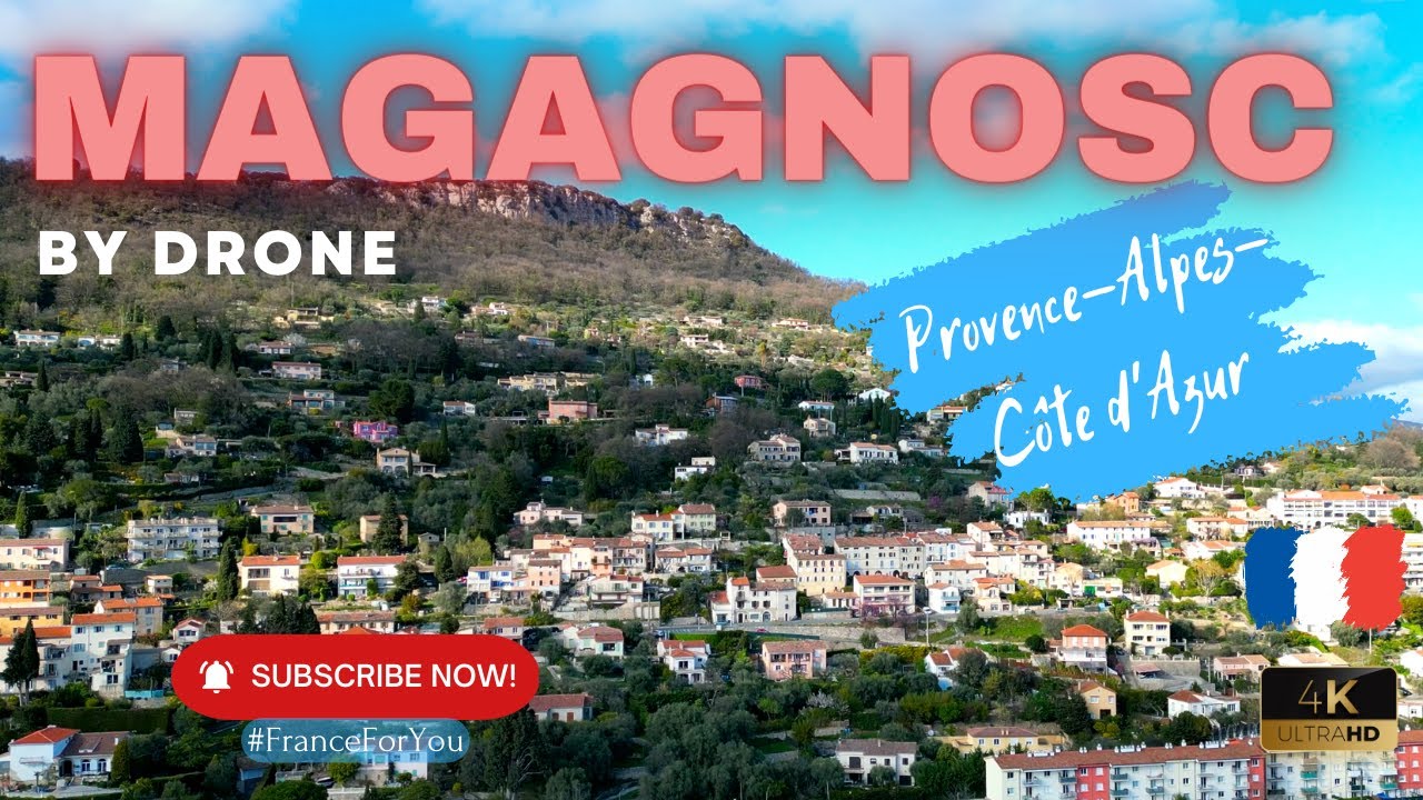 Beautiful village GRASSE Magagnosc on Cote d'Azur France by drone 4K UHD