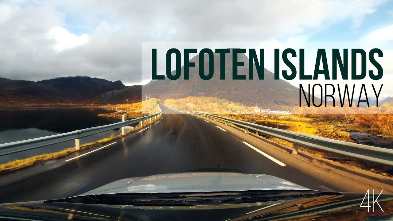 Driving on the Lofoten Islands (Norway) during Autumn, in real time, 4K