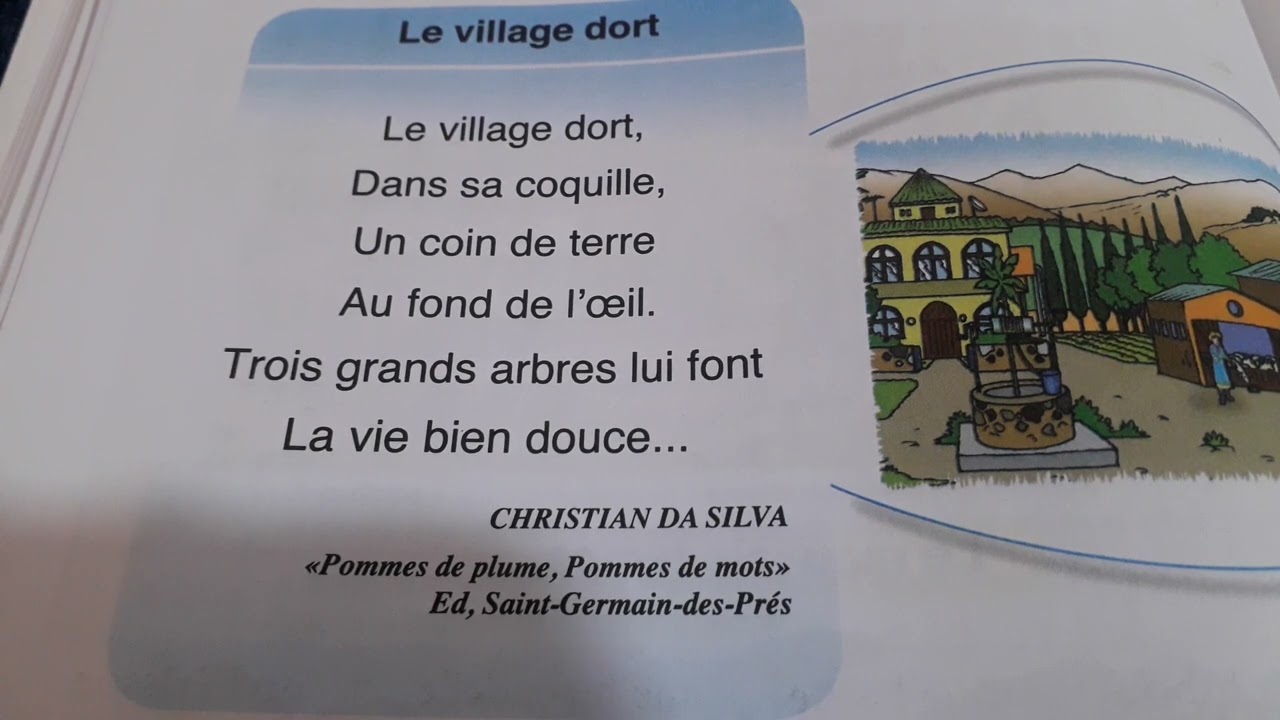 poème 👏🎊/le village dort/pour communiquer en français 2ème AEP page 54