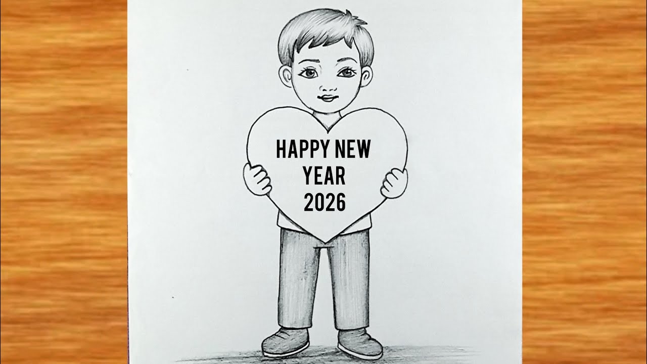 Happy New year 2026 Poster Drawing || Happy New year Drawing || New year card || Drawings for 2026