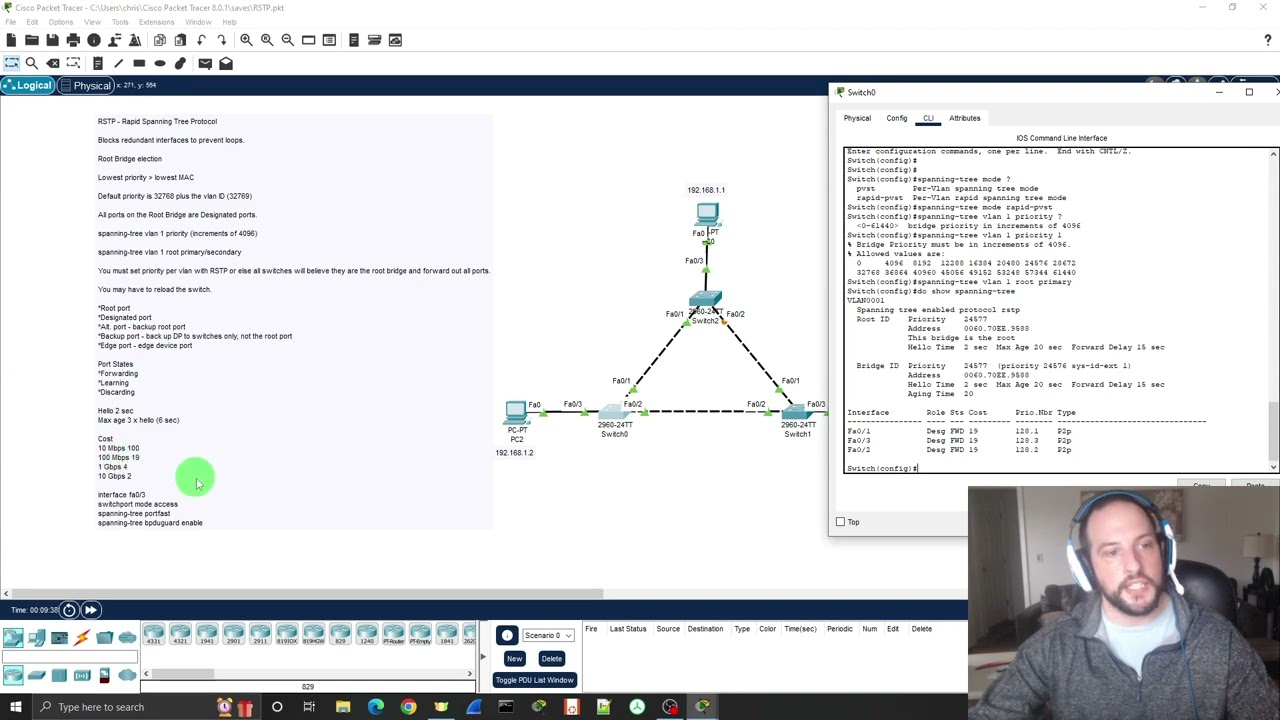 What is RSTP and how do we configure it? Cisco Packet Tracer | IPvChris