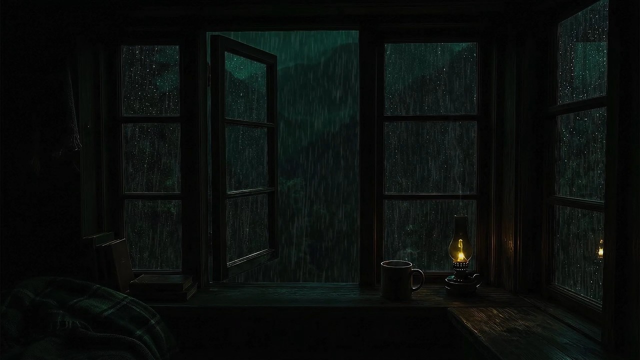 Gentle Night Rain & Distant Mountains | Peaceful Bedroom Ambience
