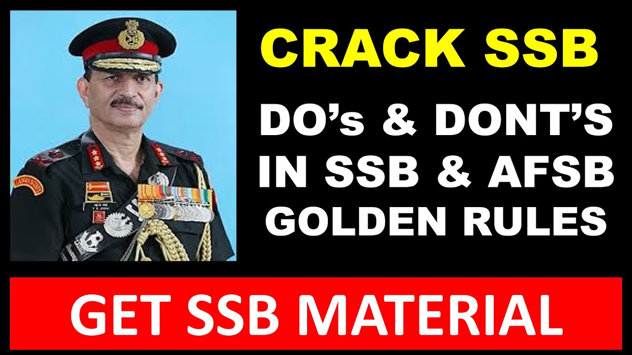 SSB & AFSB DO's AND DONT'S | CRACK SSB IN FIRST ATTEMPT | GOVTCRACKERS
