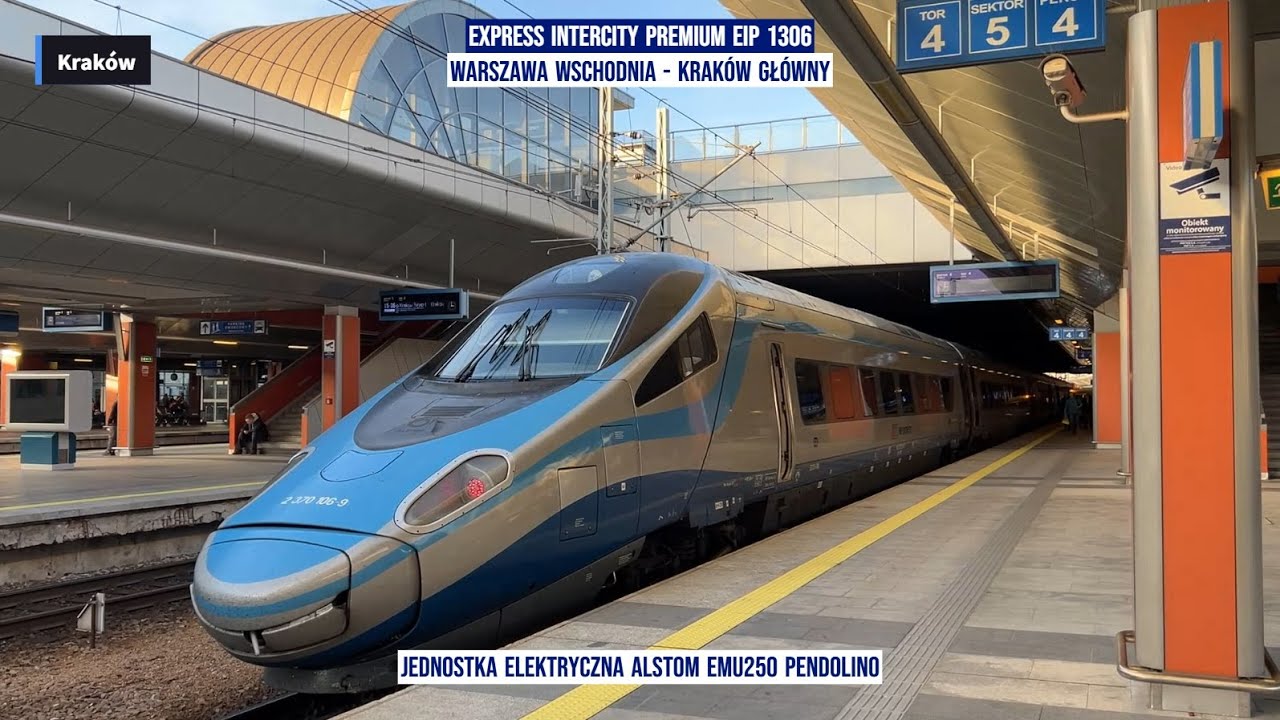 High-Speed Train Express InterCity Premium EIP 1306 Warszawa Wschodnia - Kraków Główny Pendolino