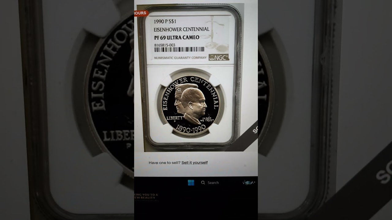 🪙 Discover the Value: 1990-P Eisenhower Centennial Proof Silver NGC Coin 💎#CoinCollecting