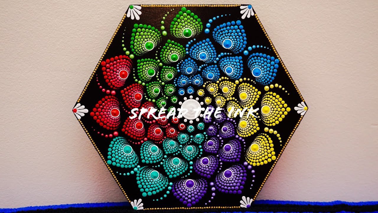 Hexagon Shaped Dot Mandala In Spiral Design