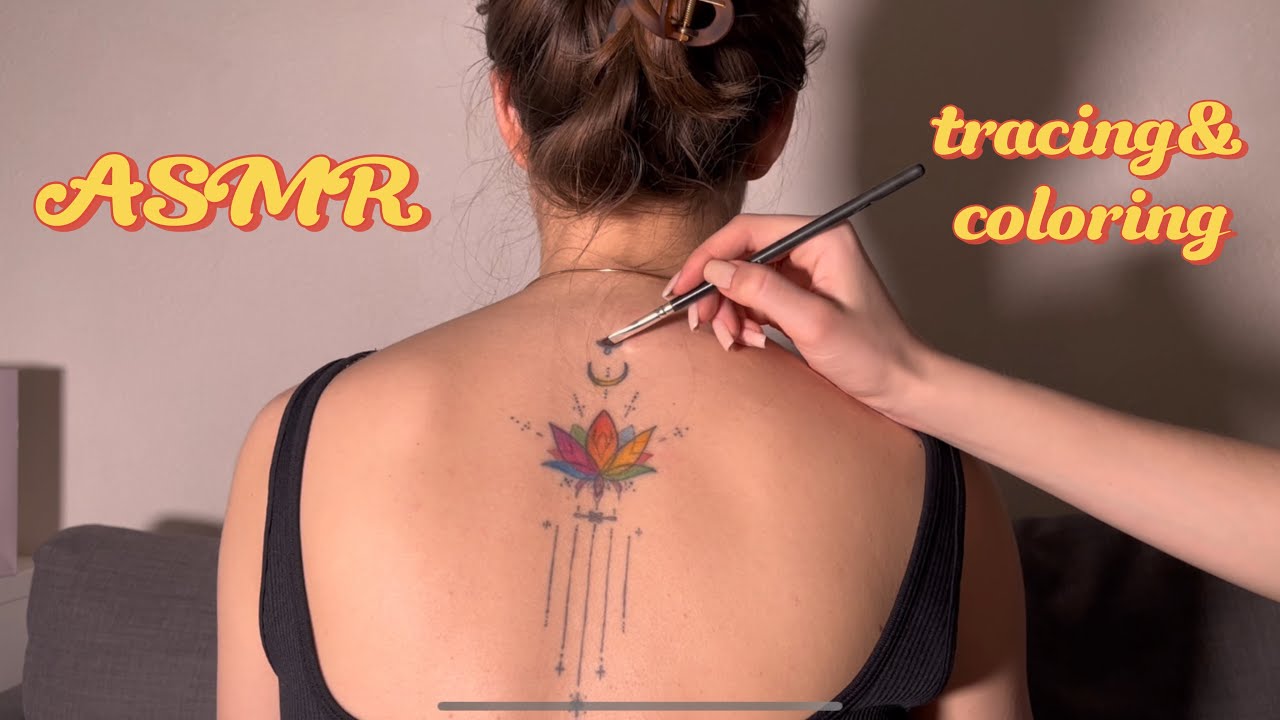 АСМР| нежно обвожу и раскрашиваю тату😇 ASMR| gentle tracing 😌