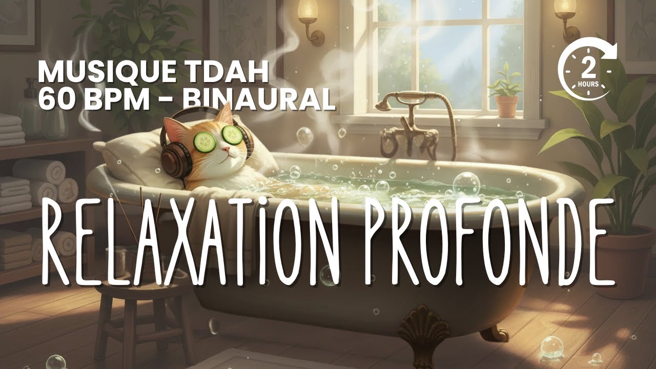 Musique TDAH relaxation profonde - Binaural, 60 BPM - 2 Heures