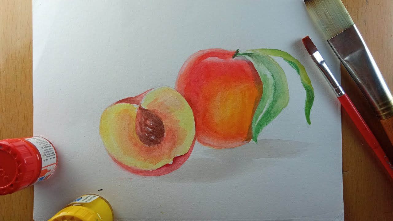 Watercolour peach painting easy| step by step tutorial#beginners#watercolor#watercolorpainting #art