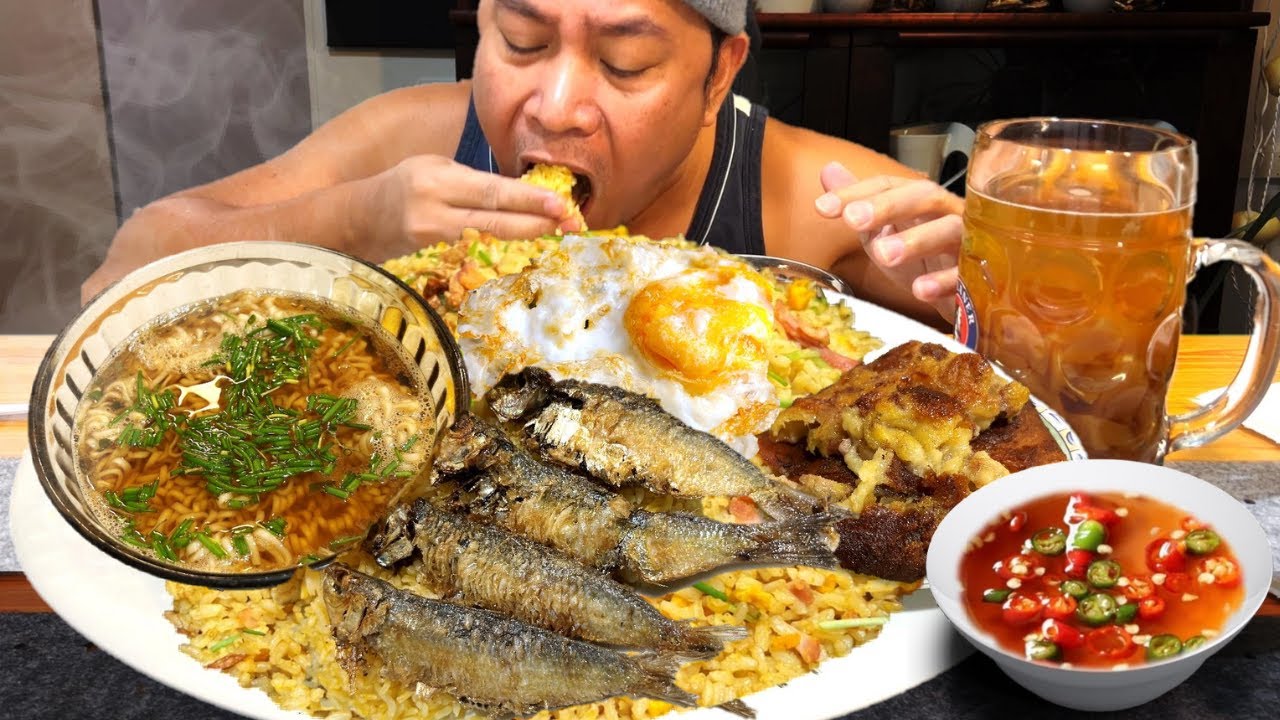 CRISPY TUYO! SINANGAG! NOODLE SOUP! PRITONG ITLOG! MARUYA! GULAMAN! ALMUSAL! Filipino Food. Mukbang