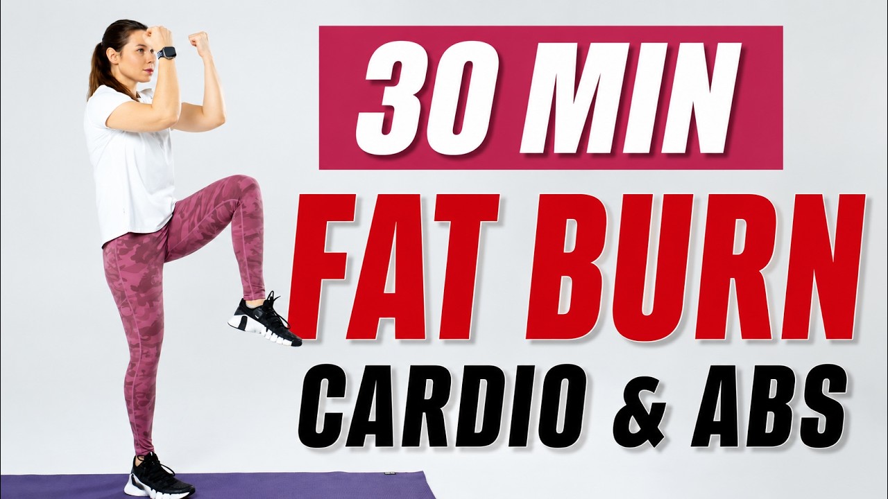 FULL BODY STANDING FAT BURNING WORKOUT / 30 MIN Non-stop Cardio & ABS at Home/NO REPEATS /No Jumping