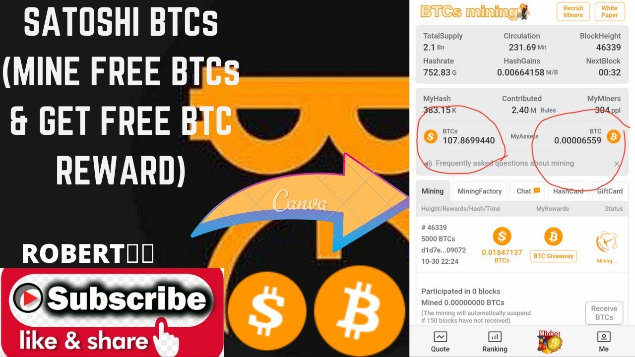 Mine free BTCs plus free BTC rewards for recruiting new miners.