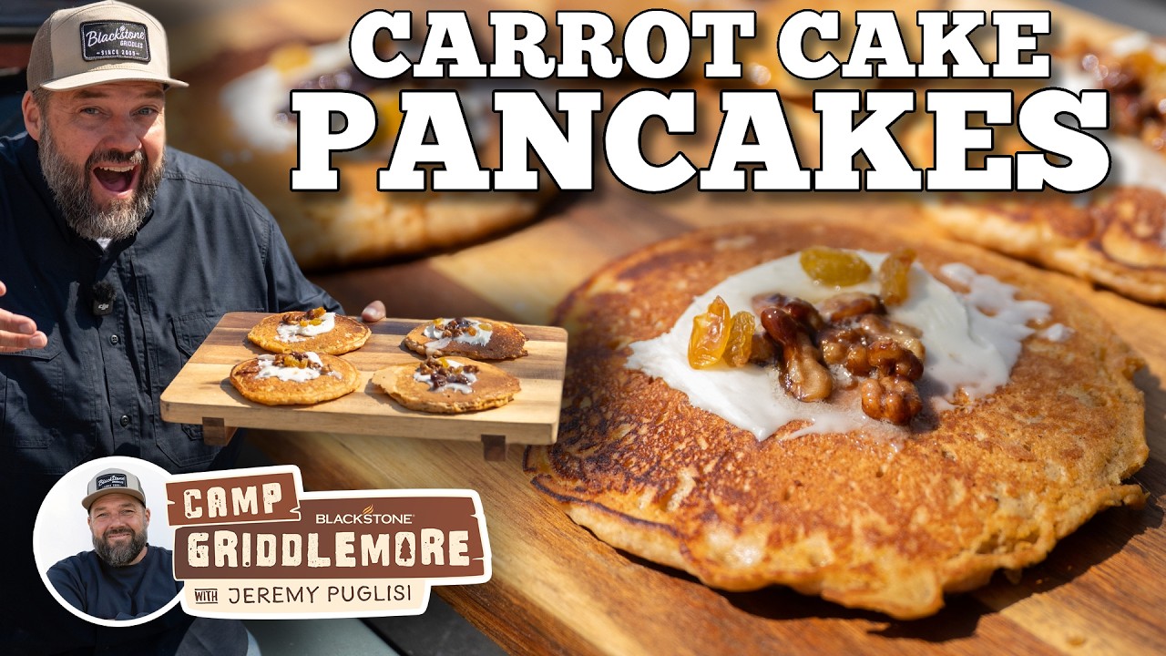 Carrot Cake Pancakes on the Blackstone Camping Griddle