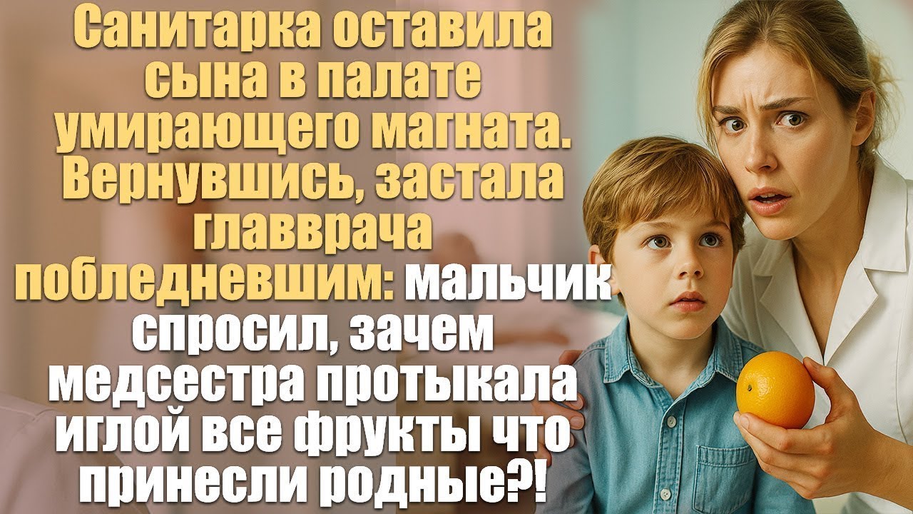 Санитарка оставила сына в палате умирающего магната. Вернувшись, застала главврача побледневшим...