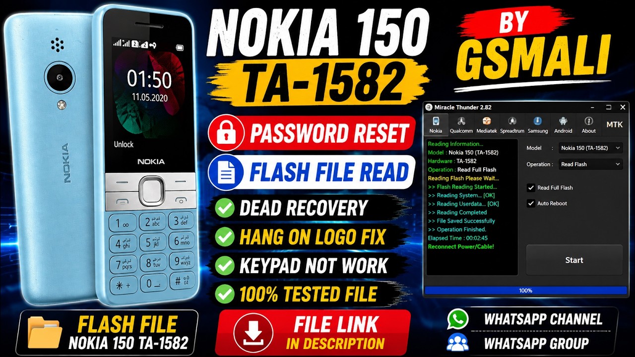 Nokia 150 TA-1582 Password Reset & Dead Fix | Flash File Read