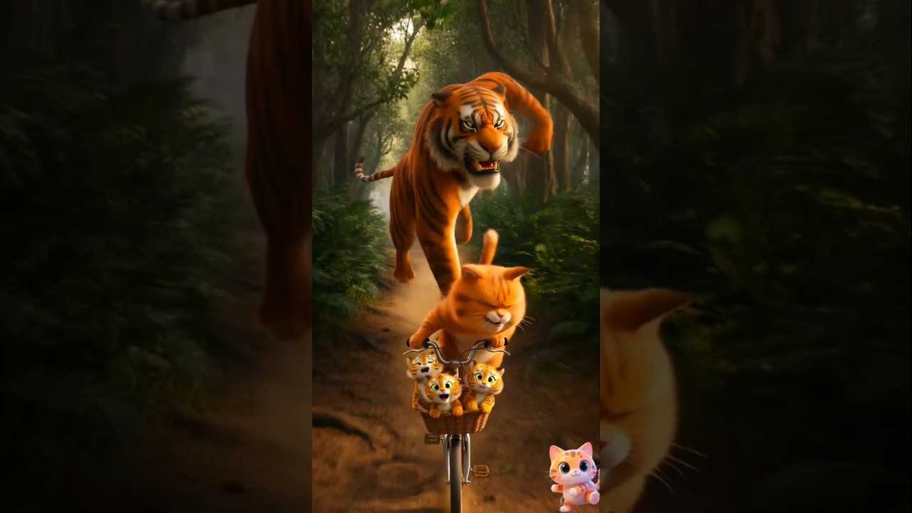 Boss Cat with Tiger Bodyguards Saves Baby Cubs 😱🐱🐯 | Funny Animal Story #bosscat #cutecat  #ytshorts