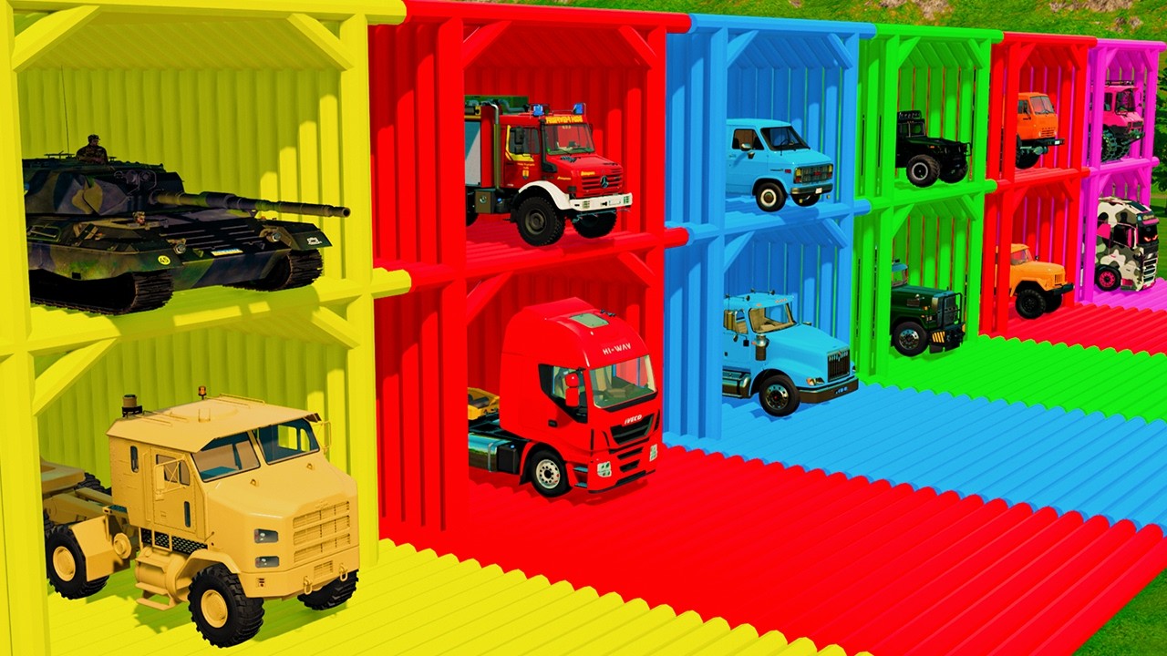 TRANSPORTING POLICE CAR, TANK, FIRE ENGINE & TRUCKS WITH HAULER TRUCKS! - Farming Simulator 22