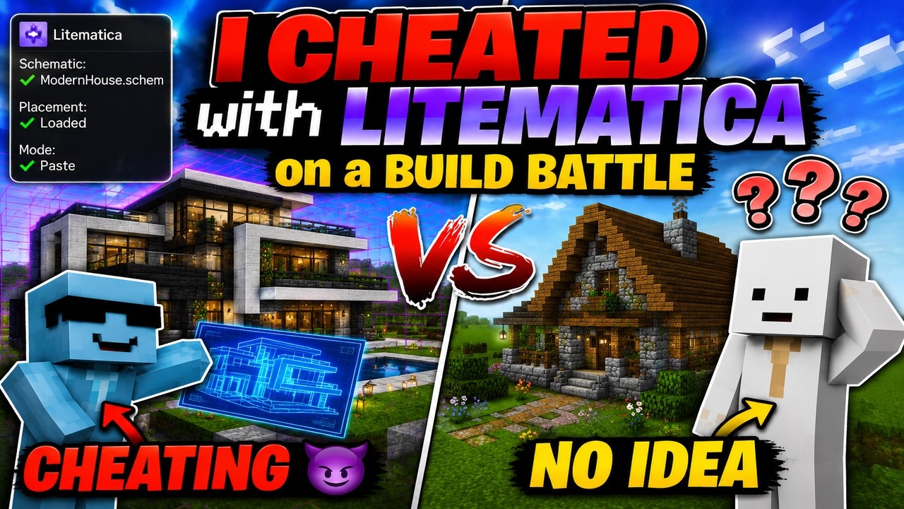 I Cheated with LITEMATICA in a Minecraft Build Battle&hellip; and my friend had absolutely no idea 😭
