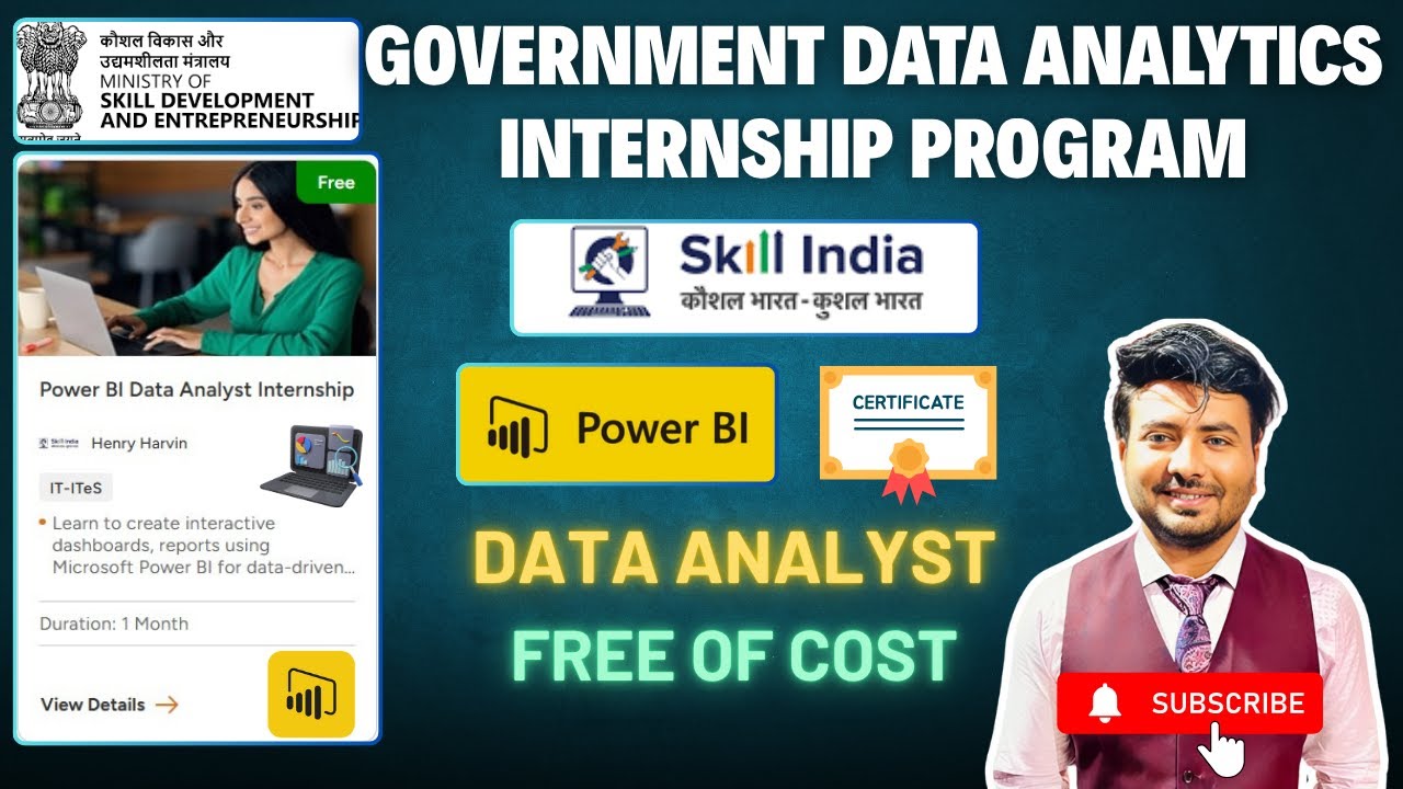 Government Data Analyst Internship 2025 | Free Course + Real Project | Power BI | Skill India |